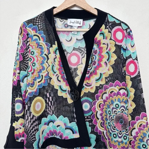Joseph Ribkoff Womens Cover Up 8 Kimono Open Knit Multicolor Jacket - Picture 5 of 15